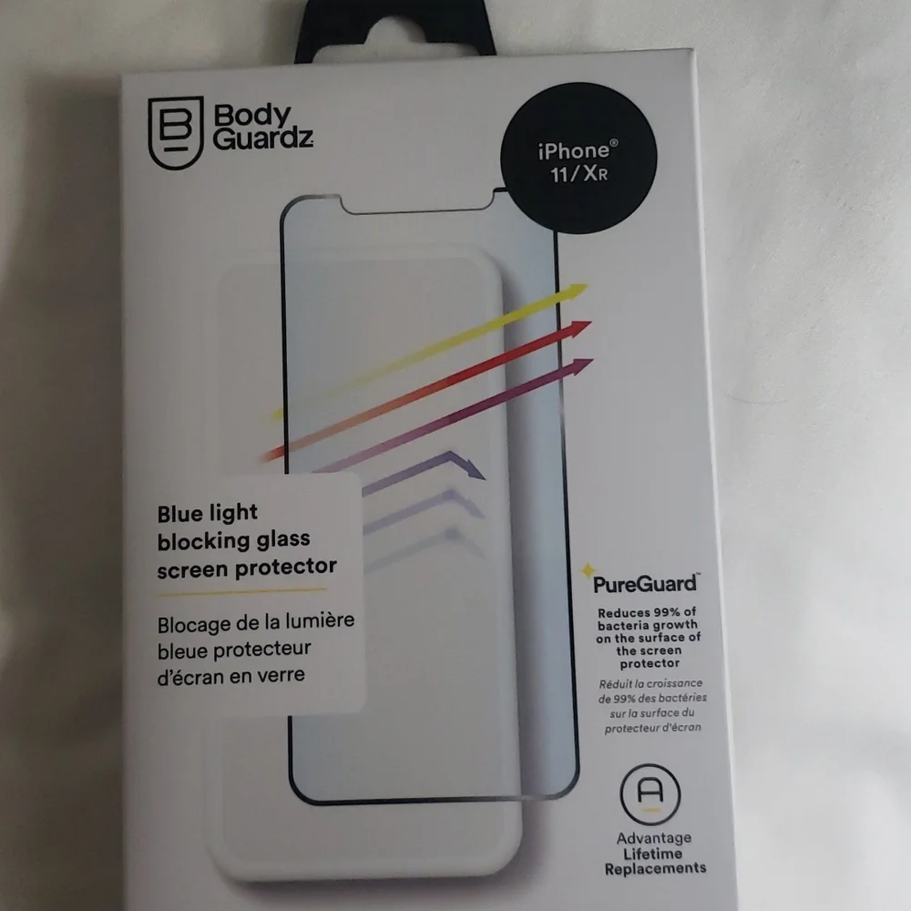 iphone 11xr Blue light blocking glass screen protector, Bodyguardz